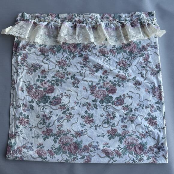 Vintage Croscill Victoria Elizabeth Gray Pink Floral Shower Curtain USA Cottage - Picture 1 of 6